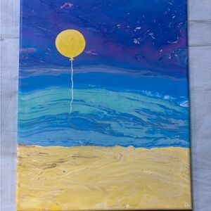 BTS Inspired Abstract Blue and Yellow Balloon Canvas Art